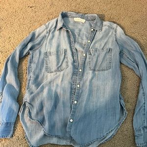 faux denim button up